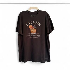 NWT Men’s Life Is Good Dark Gray/Black 'Call Me Old Fashioned' Tee Size Large